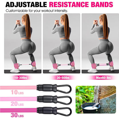 Ankle Resistance Bands With Cuffs For Women & Men,Adjustable Leg Workout Bands For Kickbacks, Booty Lift For Home Gym