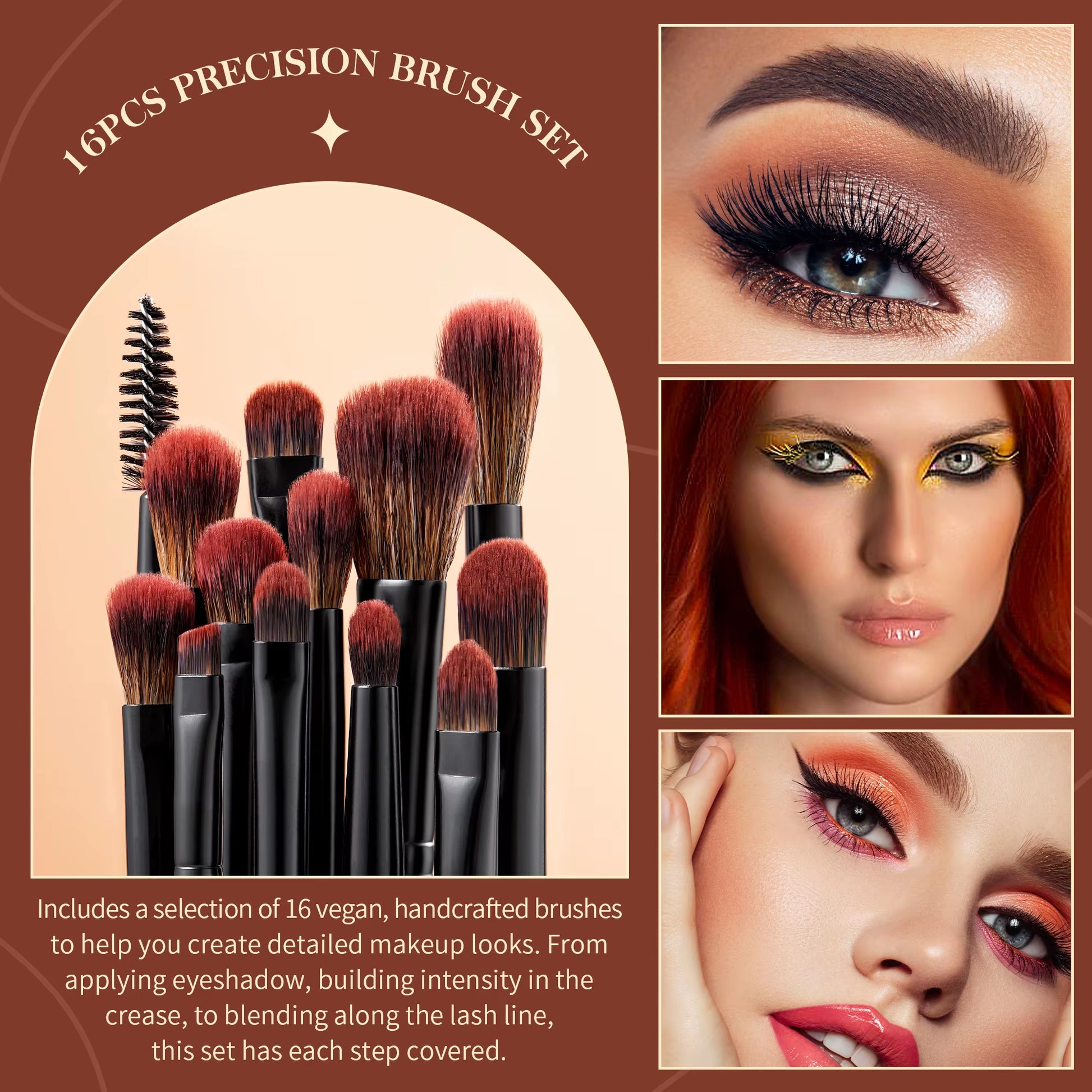 Eye Brushes Set, 16Pcs Makeup Brushes, Synthetic Precision Eyebrow Brush Eyeshadow Blending Concealer Eyeliner T272