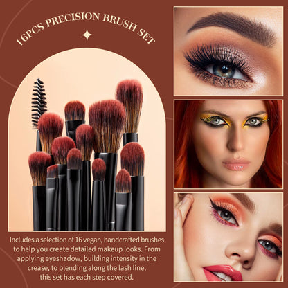 Eye Brushes Set, 16Pcs Makeup Brushes, Synthetic Precision Eyebrow Brush Eyeshadow Blending Concealer Eyeliner T272
