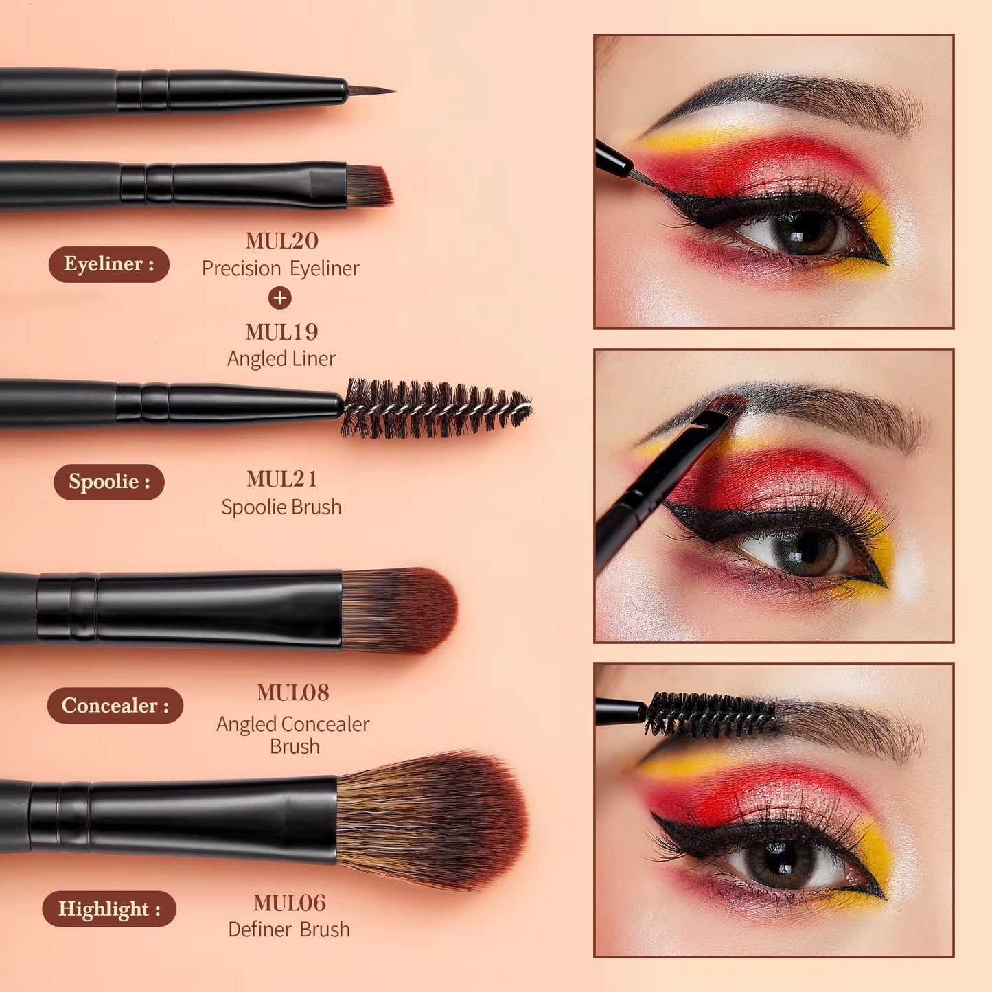 Eye Brushes Set, 16Pcs Makeup Brushes, Synthetic Precision Eyebrow Brush Eyeshadow Blending Concealer Eyeliner T272