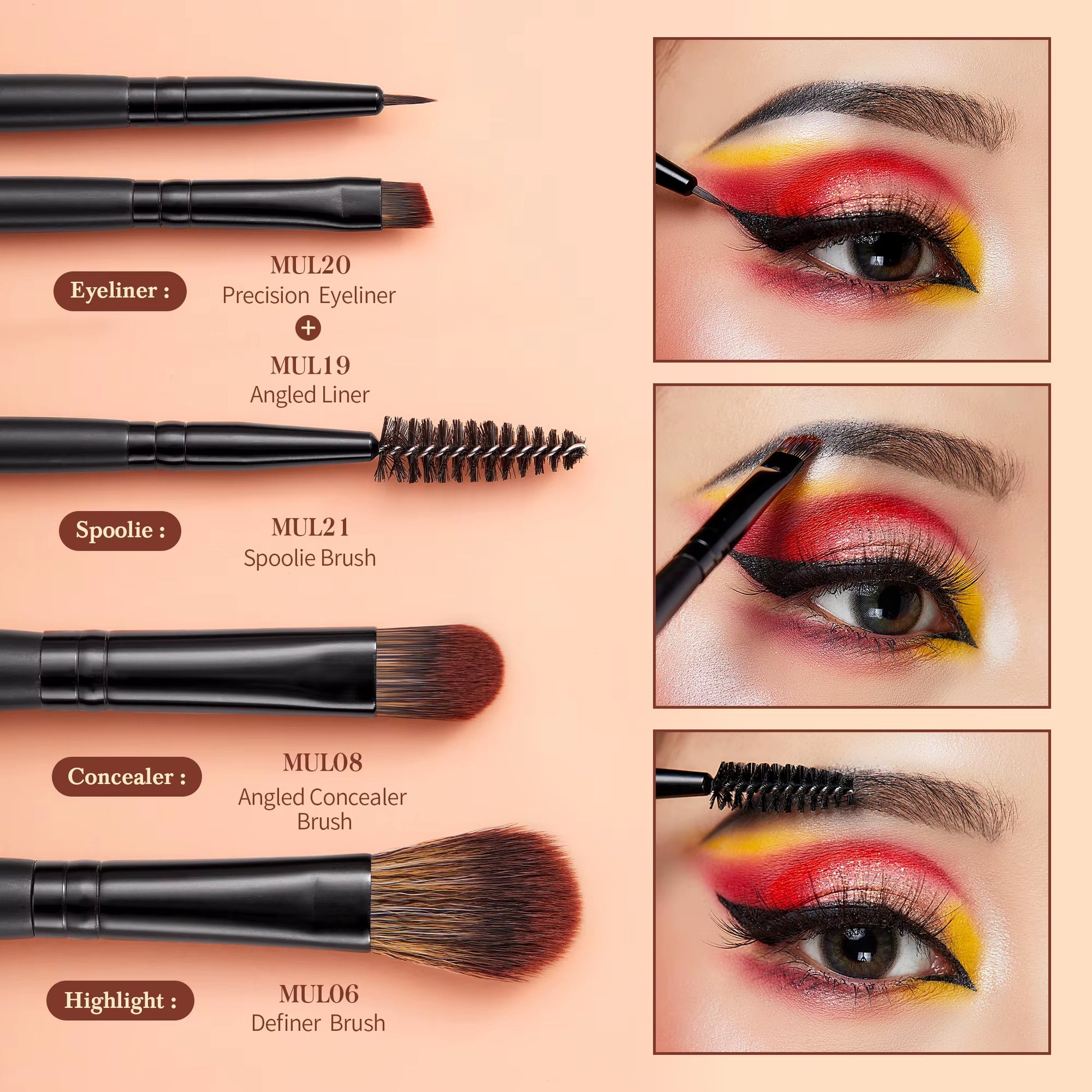 Eye Brushes Set, 16Pcs Makeup Brushes, Synthetic Precision Eyebrow Brush Eyeshadow Blending Concealer Eyeliner T272