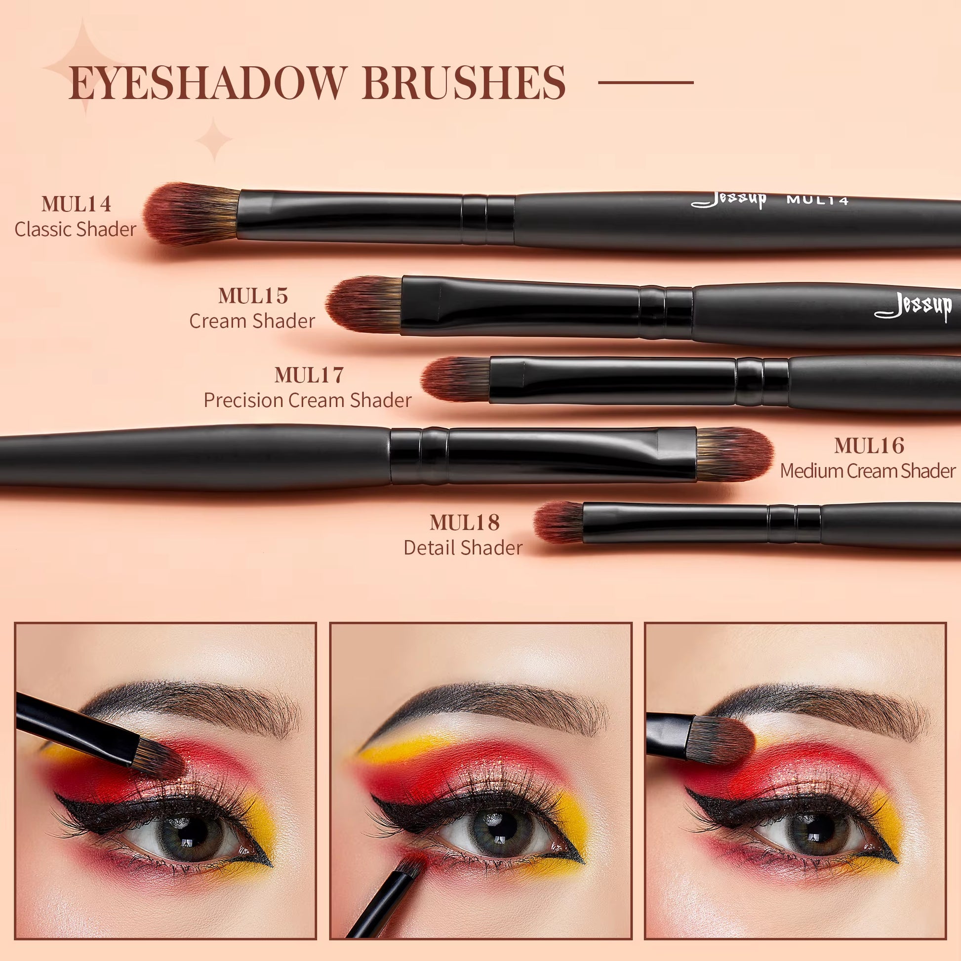 Eye Brushes Set, 16Pcs Makeup Brushes, Synthetic Precision Eyebrow Brush Eyeshadow Blending Concealer Eyeliner T272