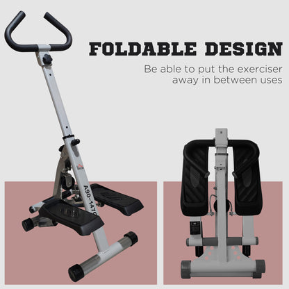 Stepper W/ Handle Hand Grip Workout Fitness Machine For Fitness Aerobic Exercise Home Gym Grey